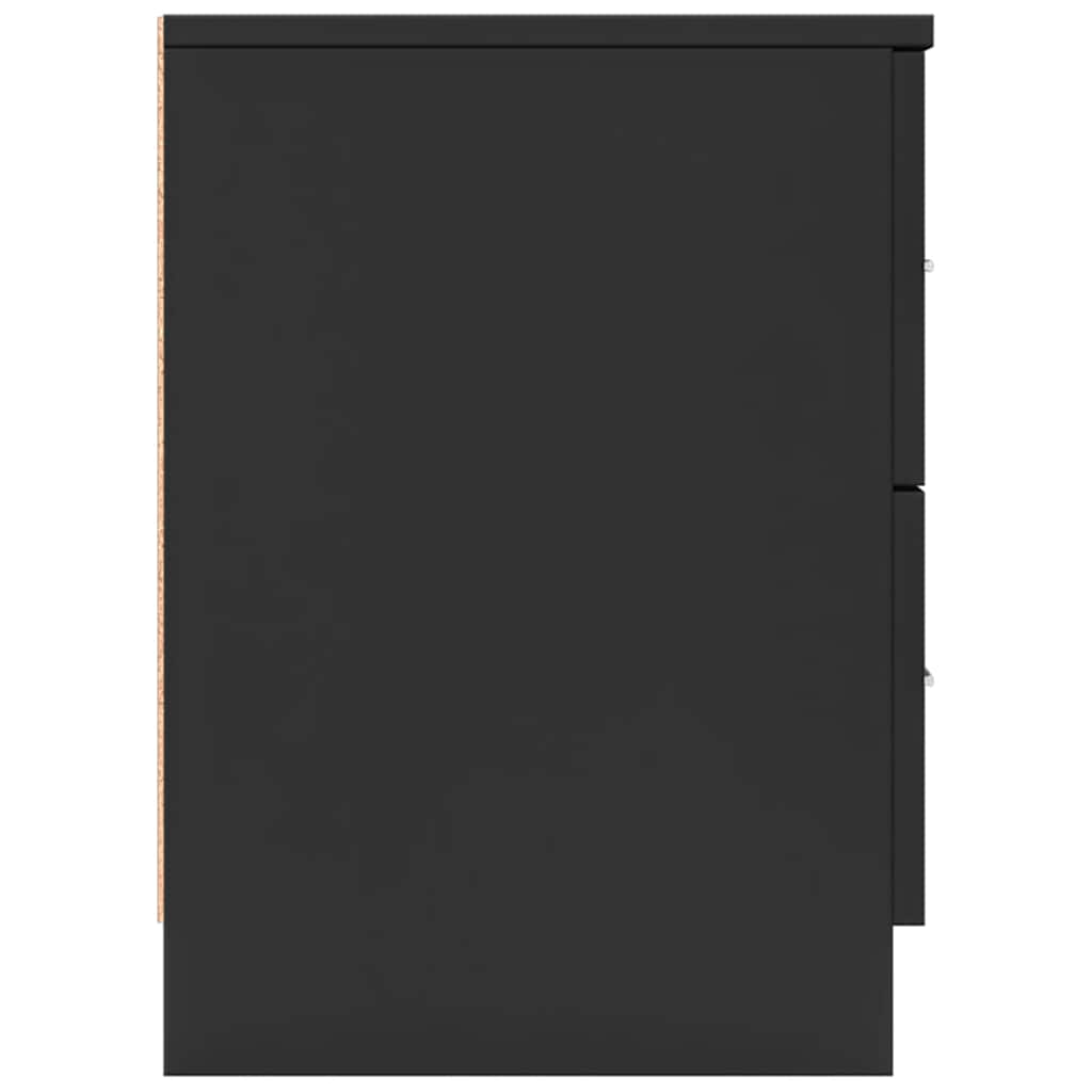 vidaXL Bedside Cabinet with 2 Drawers Black 40x36x50 cm 6