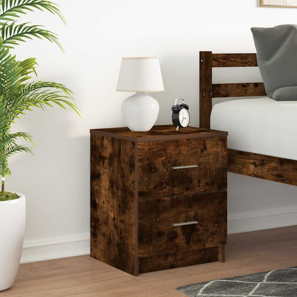 vidaXL Bedside Cabinet with 2 Drawers Smoked Oak 40x36x50 cm 3