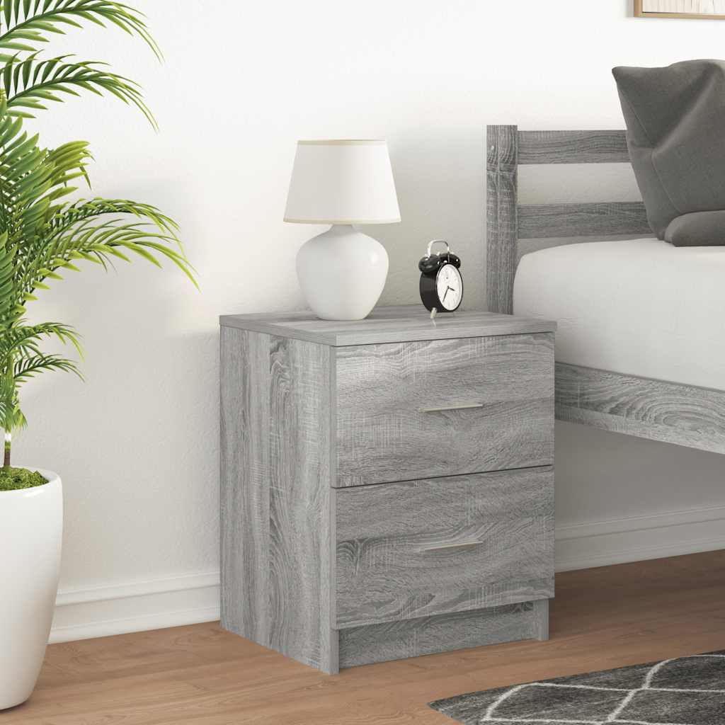 vidaXL Bedside Cabinet with 2 Drawers Grey Sonoma 40x36x50 cm 3