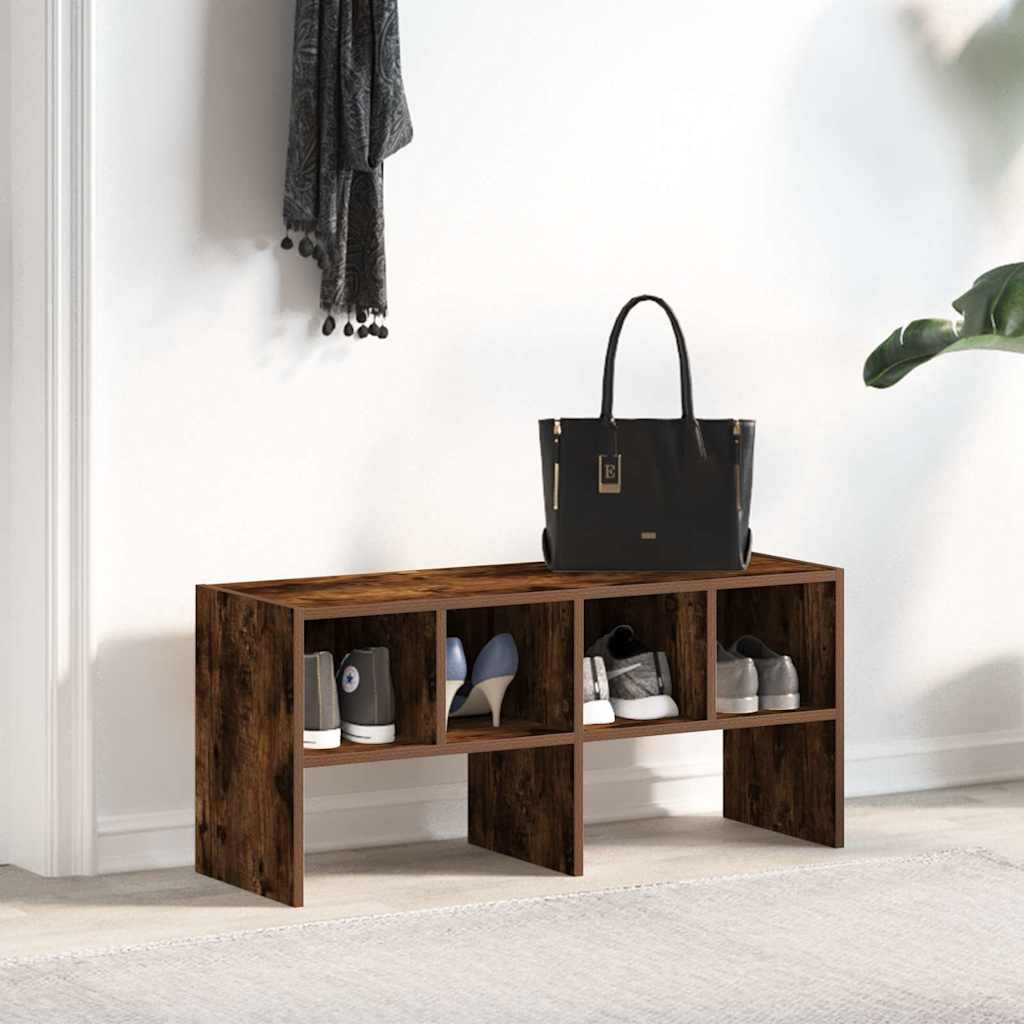 vidaXL Shoe Rack Stackable Smoked Oak 89.5x30x40 cm 3