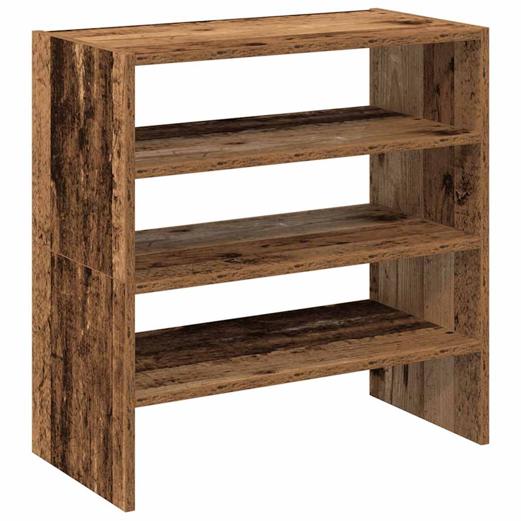 vidaXL Shoe Racks 2 pcs Stackable Old Wood 60x30x30.5 cm 6