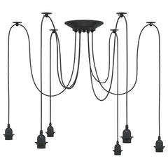 vidaXL Pendant Lamp with 6 Lamp Holders E27 Black Metal 2