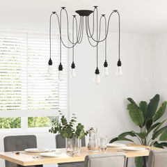 vidaXL Pendant Lamp with 6 Lamp Holders E27 Black Metal 3