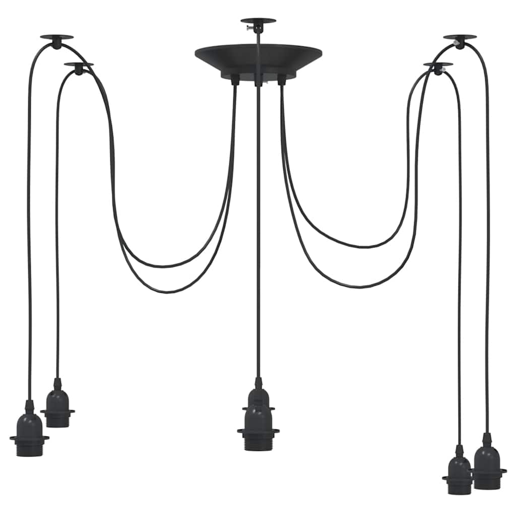 vidaXL Pendant Lamp with 6 Lamp Holders E27 Black Metal 5