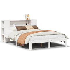 Bookcase Bed without Mattress Solid Wood Pine White 135 cm 190 cm