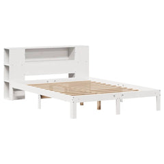 Bookcase Bed without Mattress Solid Wood Pine White 135 cm 190 cm