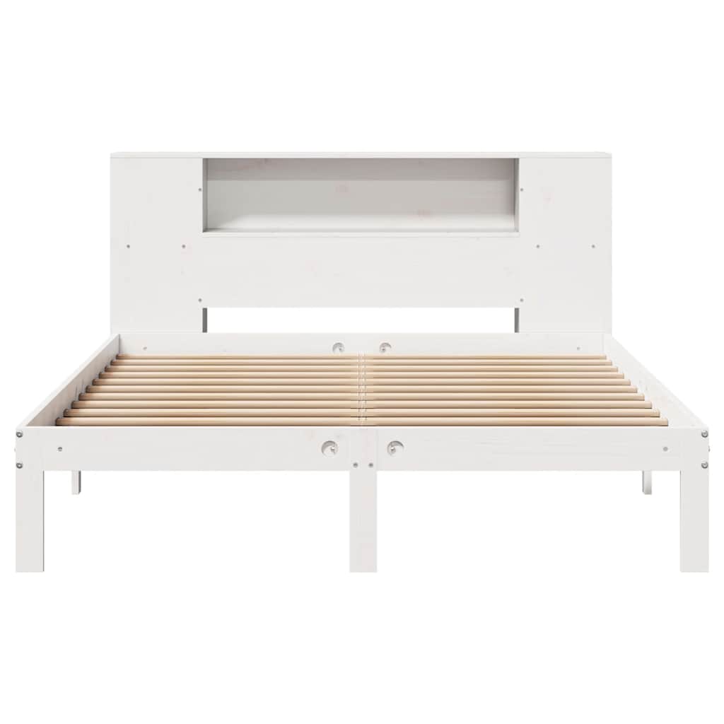 Bookcase Bed without Mattress Solid Wood Pine White 135 cm 190 cm