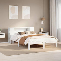 Bookcase Bed without Mattress Solid Wood Pine White 135 cm 190 cm
