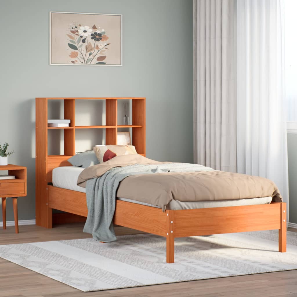 Bookcase Bed without Mattress Wax brown 75 cm 190 cm
