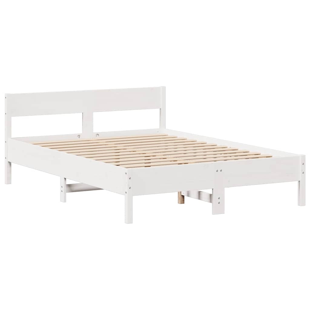 Bookcase Bed without Mattress Solid Wood Pine White 150 cm 200 cm