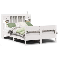 Bookcase Bed without Mattress Solid Wood Pine White 140 cm 200 cm