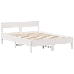 Bookcase Bed without Mattress Solid Wood Pine White 140 cm 200 cm
