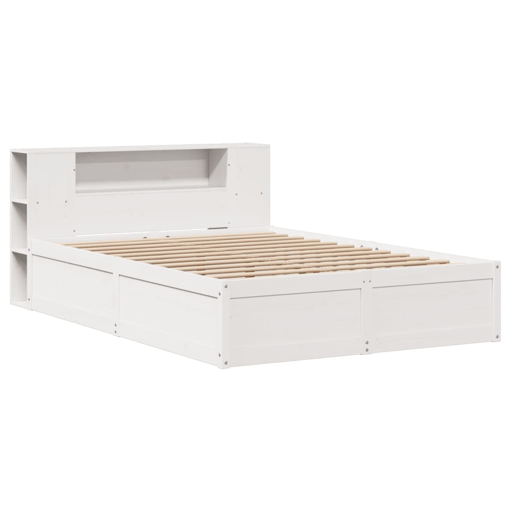 Bed Frame without Mattress Solid Wood Pine White 135 cm 190 cm