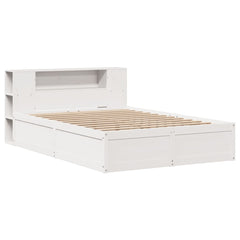 Bed Frame without Mattress Solid Wood Pine White 135 cm 190 cm
