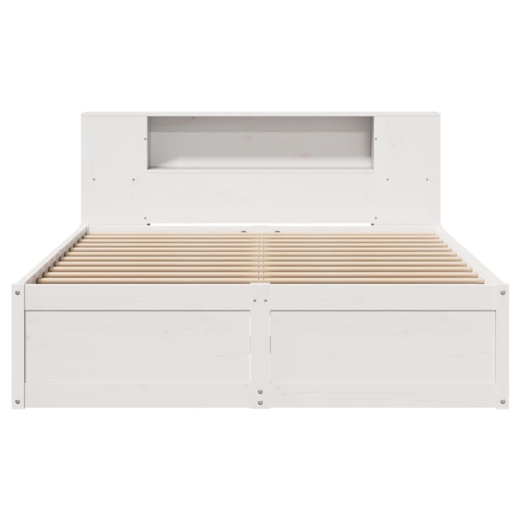 Bed Frame without Mattress Solid Wood Pine White 135 cm 190 cm