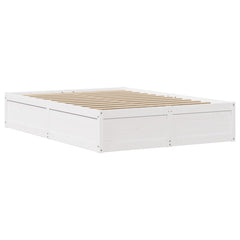 Bed Frame without Mattress Solid Wood Pine White 135 cm 190 cm