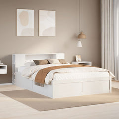 Bed Frame without Mattress Solid Wood Pine White 135 cm 190 cm
