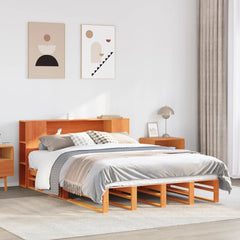 Bookcase Bed without Mattress Solid Wood Wax brown 140 cm 200 cm