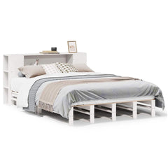 Bookcase Bed without Mattress Solid Wood White 150 cm 200 cm