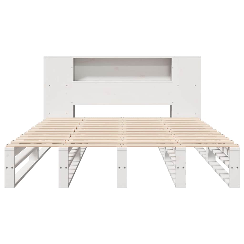 Bookcase Bed without Mattress Solid Wood White 150 cm 200 cm