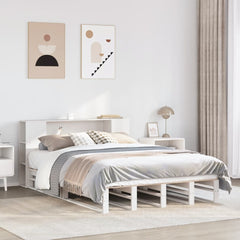 Bookcase Bed without Mattress Solid Wood White 135 cm 190 cm