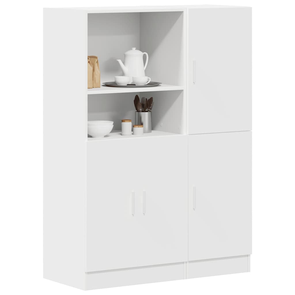 2 Piece Kitchen Cabinet Set Engineered Wood White
