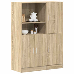 2 Piece Kitchen Cabinet Set Engineered Wood Sonoma oak