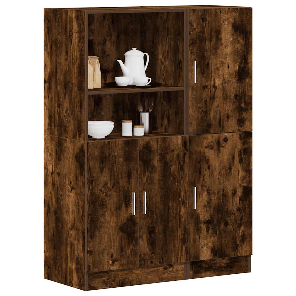 2 Piece Kitchen Cabinet Set Engineered Wood Smoked oak