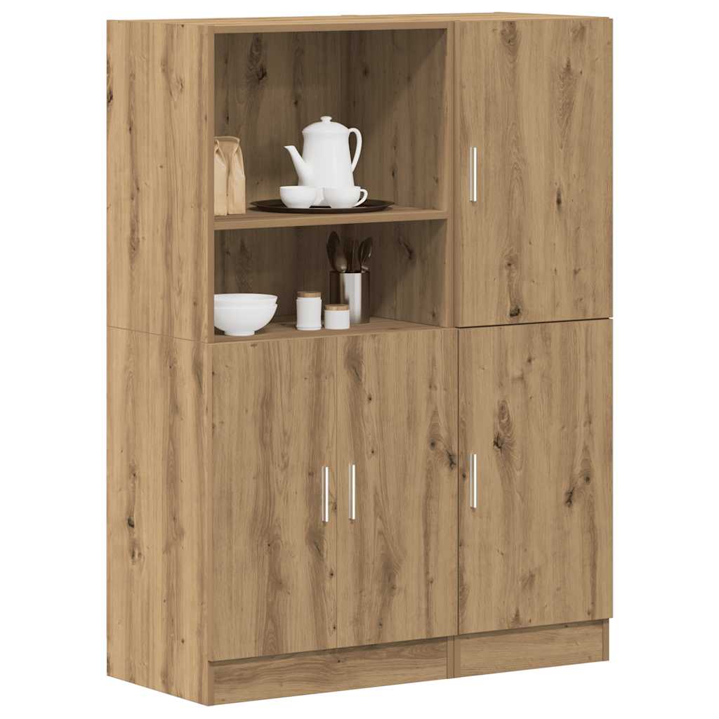 2 Piece Kitchen Cabinet Set Engineered Wood Artisan oak