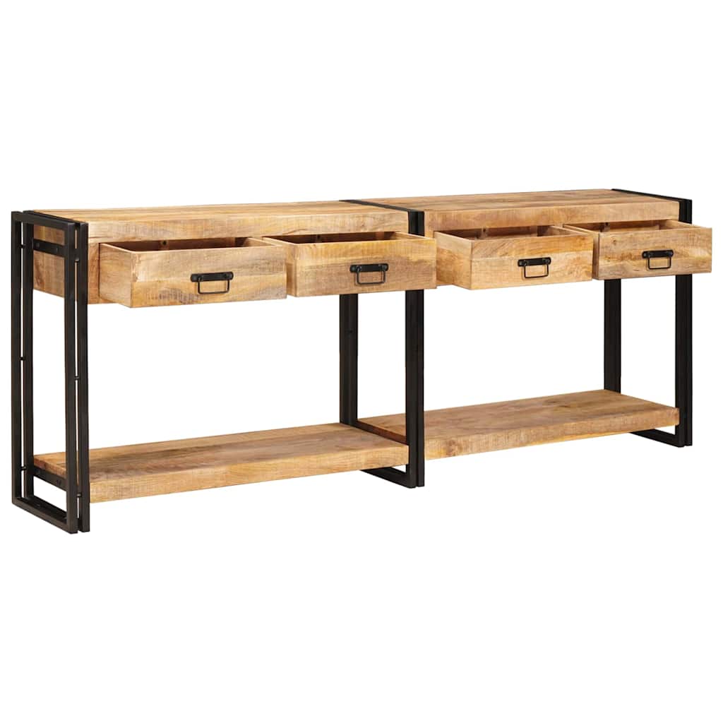 Console Tables 2 pcs Brown 161 x 33 x 75 cm 200 cm Solid rough mango wood