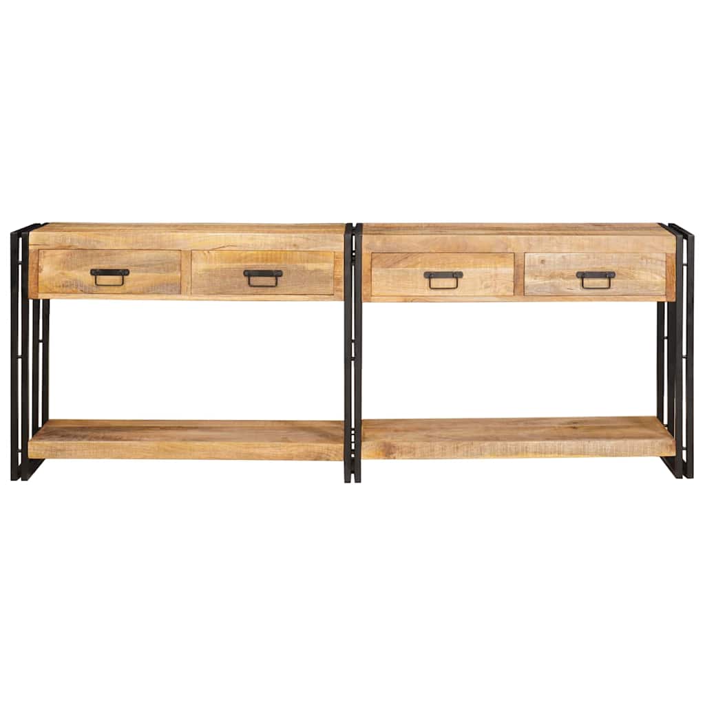 Console Tables 2 pcs Brown 161 x 33 x 75 cm 200 cm Solid rough mango wood
