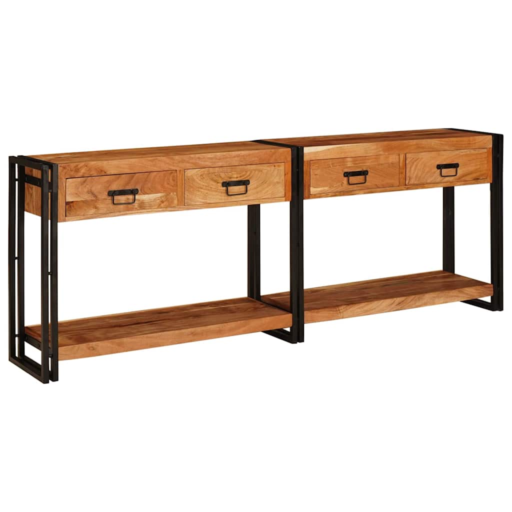 Console Tables 2 pcs Brown 161 x 33 x 75 cm 200 cm Solid acacia wood