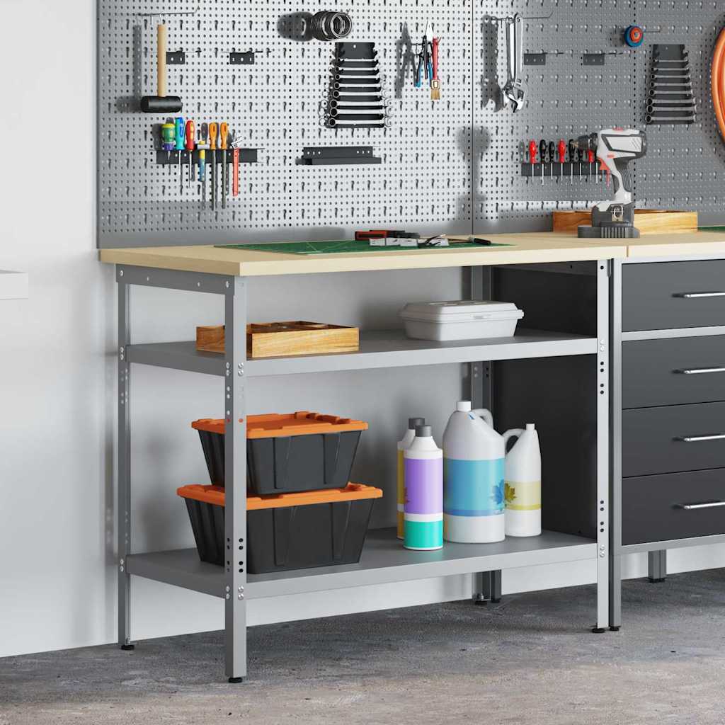 vidaXL Work Table with Shelf Grey and Beige 100 x 55 x 85 cm Steel 1