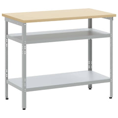 vidaXL Work Table with Shelf Grey and Beige 100 x 55 x 85 cm Steel 2