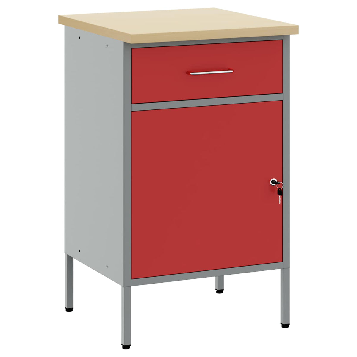 Work Bench with Drawer and Grey 50 x 55 x 85 cm Red with 1 drawer &1 door