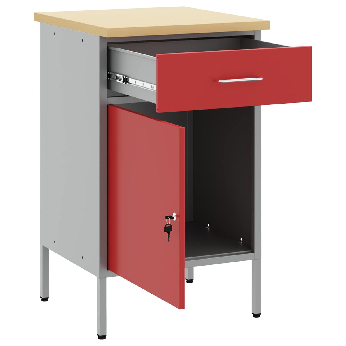 Work Bench with Drawer and Grey 50 x 55 x 85 cm Red with 1 drawer &1 door