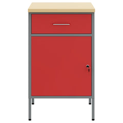 Work Bench with Drawer and Grey 50 x 55 x 85 cm Red with 1 drawer &1 door