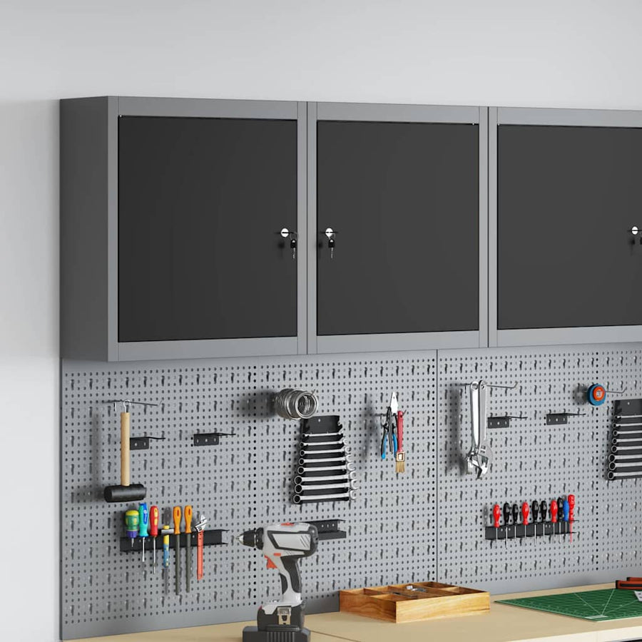 Tool Cabinet with Shelf Black and Grey Steel