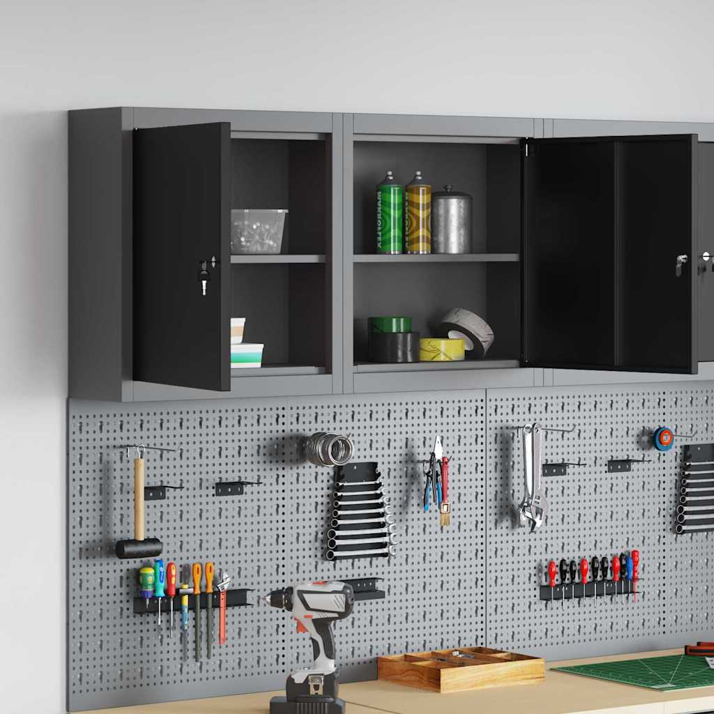 vidaXL Tool Cabinet with Shelf Black and Grey 50 x 20 x 55 cm 4