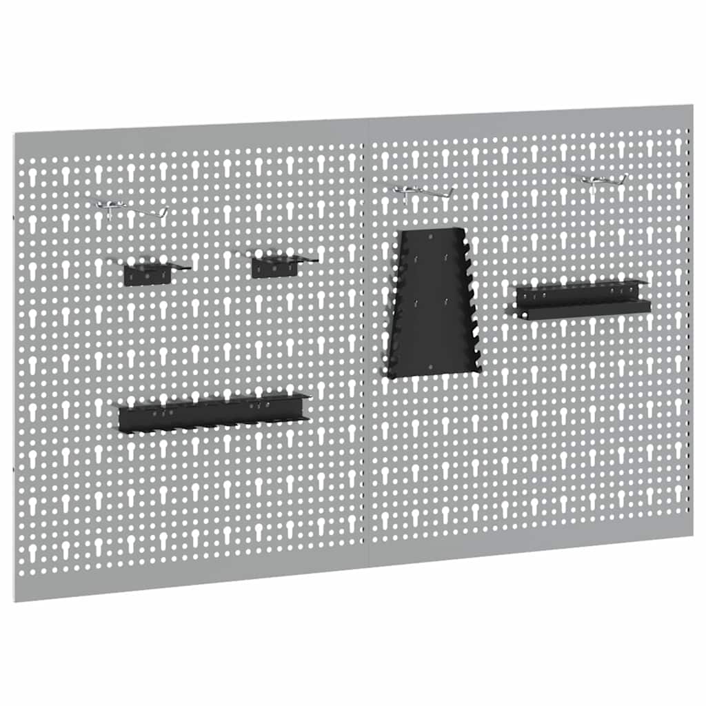 vidaXL Tool Wall Panel 2 pcs Grey 100 x 1 x 60 cm Steel 2
