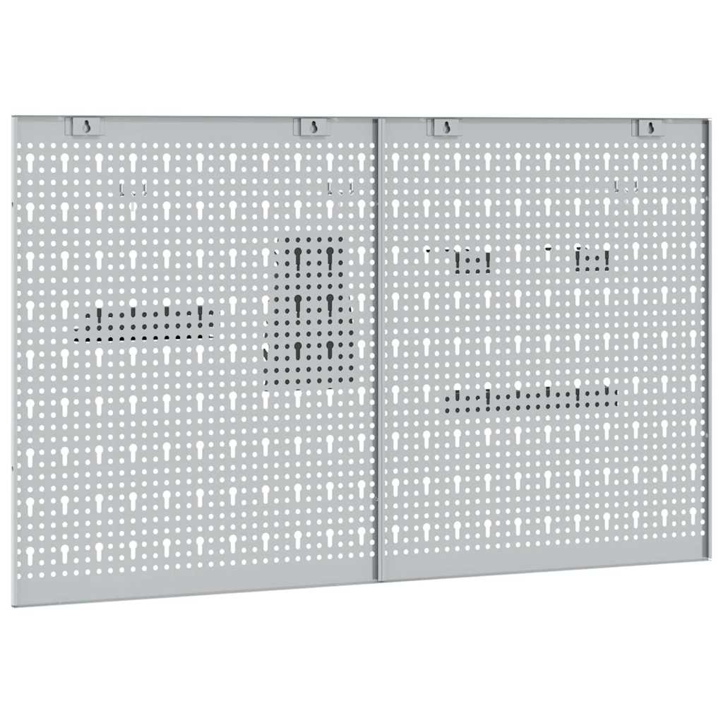 vidaXL Tool Wall Panel 2 pcs Grey 100 x 1 x 60 cm Steel 5