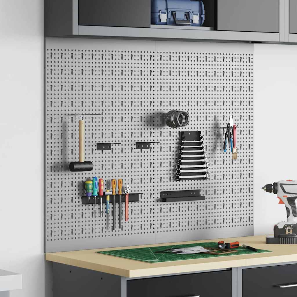 vidaXL Tool Wall Panel 2 pcs Grey 100 x 1 x 80 cm 3
