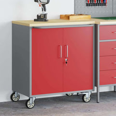Trolley Rolling Workbench and Grey 75 x 45 x 85 cm Red with 1 shelf