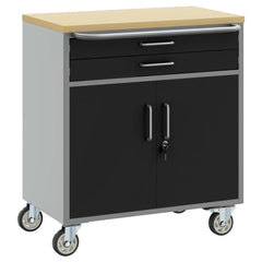 Trolley Rolling Workbench and Grey 75 x 45 x 85 cm Black with 2 drawers