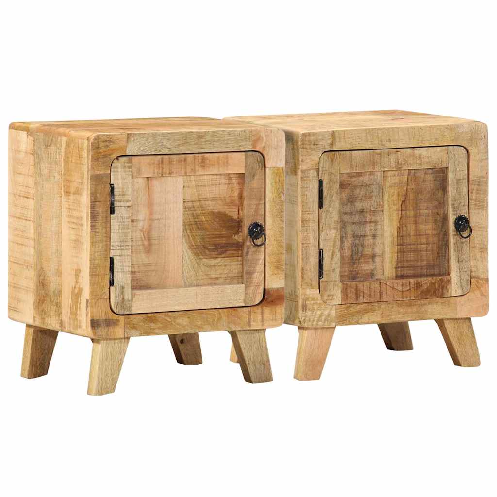 vidaXL Bedside Cabinet 2 pcs 40x32x46 cm Solid Wood Rough Mango 1