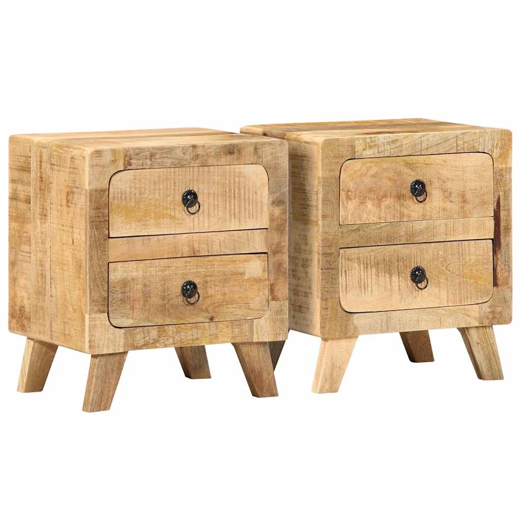 vidaXL Bedside Cabinet 2 pcs 40x32x46 cm Solid Wood Rough Mango 1