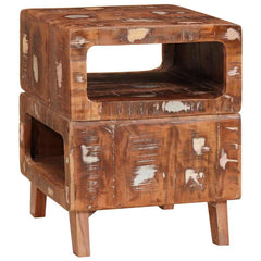 End Table with Shelf Brown 40 x 40 x 49 cm Solid Mango Wood Solid reclaimed wood