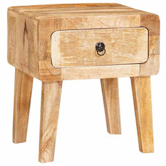 End Table with Drawer Brown Solid Mango Wood