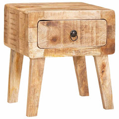 End Table with Drawer Brown Solid Mango Wood