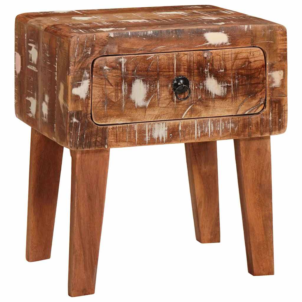 End Table with Drawer Brown Solid Mango Wood